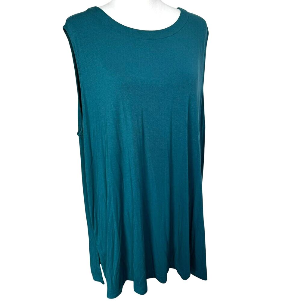 J. JILL Women's 3X Teal Wearever Long Sleeveless Tunic Tank Top Shirt Mini Dress